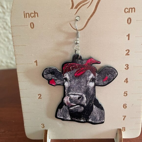 Bundle 3 for $12.  Kitschy Cow Dangle Earrings - Picture 2 of 2